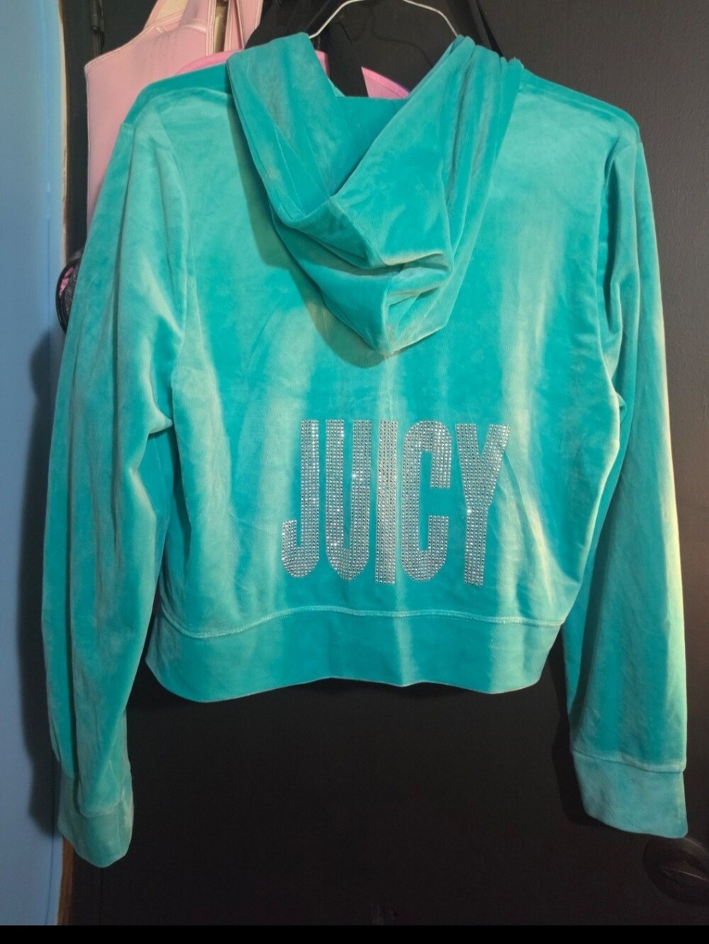 Juicy Couture Teal Velour Jacket with Rhinestone Logo